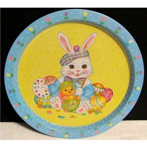 Giftco Inc Metal/Tin Tray "Easter Bunny & Easter Eggs"